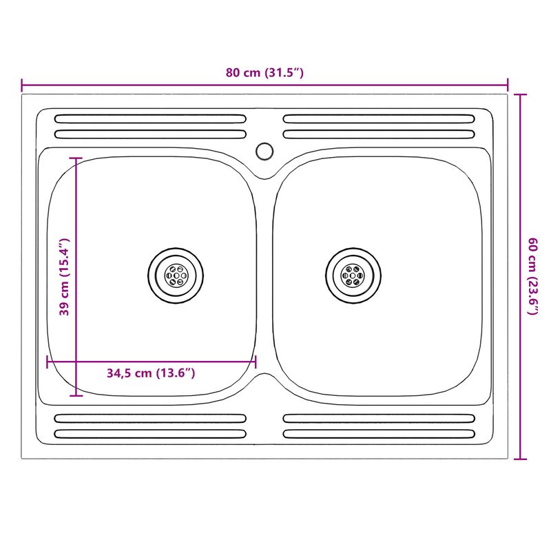 vidaXL Mosogatószekrény Porto 2 pcs Szürke 80 x 46 x 84.5 cm Faanyag
