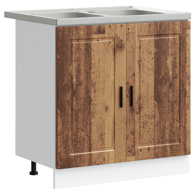 vidaXL Mosogatószekrény Porto 2 pcs Barna 80 x 46 x 84.5 cm Faanyag