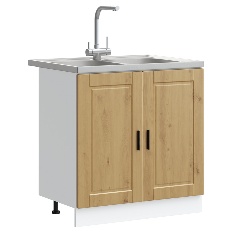 vidaXL Mosogatószekrény Porto 2 pcs Barna 80 x 46 x 84.5 cm Faanyag