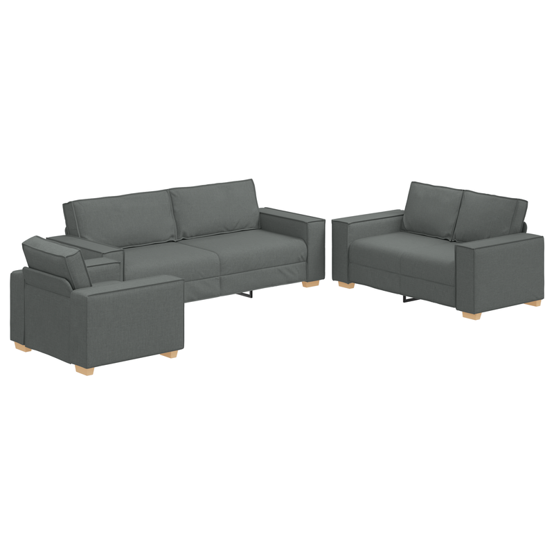 vidaXL Kanapé Szett párnával 3 pcs Szürke 220 x 78 x 84 cm szövet