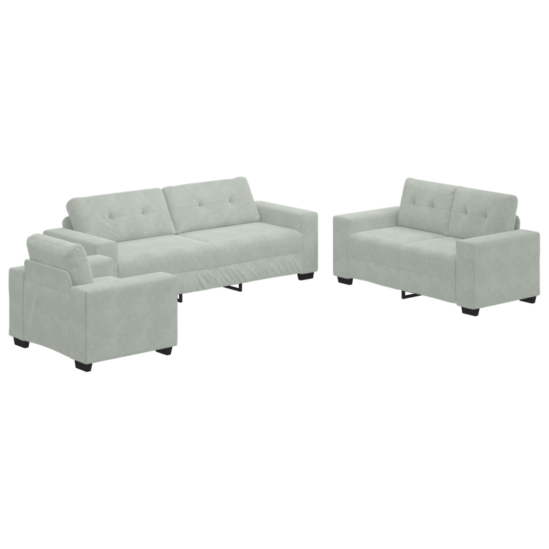vidaXL Kanapé Szett párnával 3 pcs Szürke 221 x 78 x 80 cm Bársony