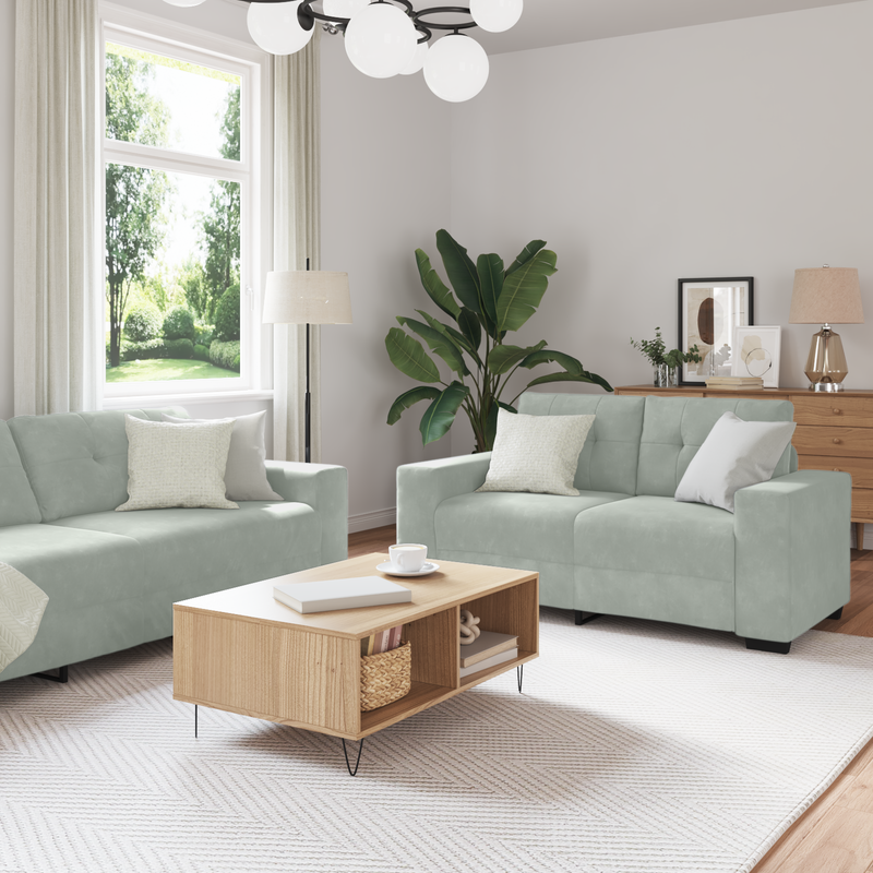 vidaXL Kanapé Szett párnával 3 pcs Szürke 221 x 78 x 80 cm Bársony