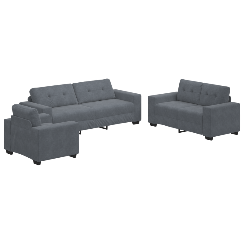 vidaXL Kanapé Szett párnával 3 pcs Szürke 221 x 78 x 80 cm Bársony