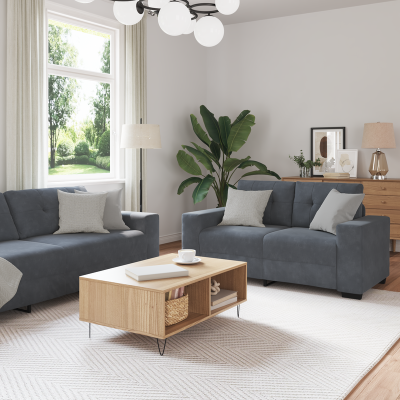 vidaXL Kanapé Szett párnával 3 pcs Szürke 221 x 78 x 80 cm Bársony