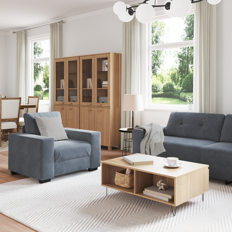 vidaXL Kanapé Szett párnával 3 pcs Szürke 221 x 78 x 80 cm Bársony