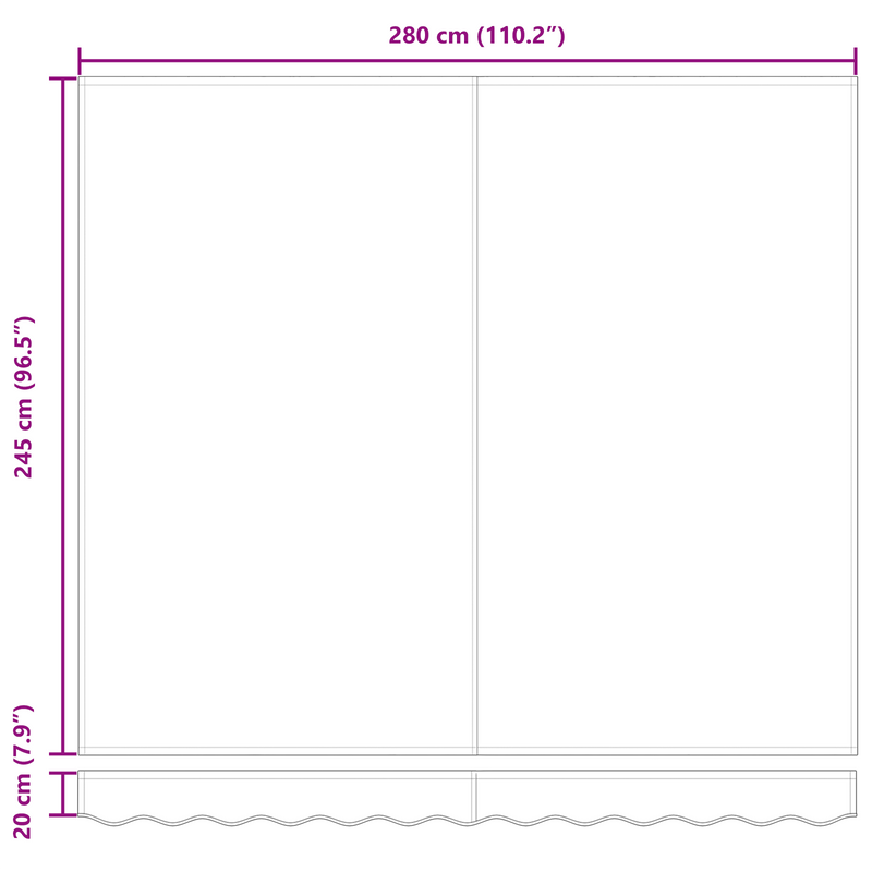 vidaXL Behúzható napellenző Sokszínű 300 x 250 cm szövet