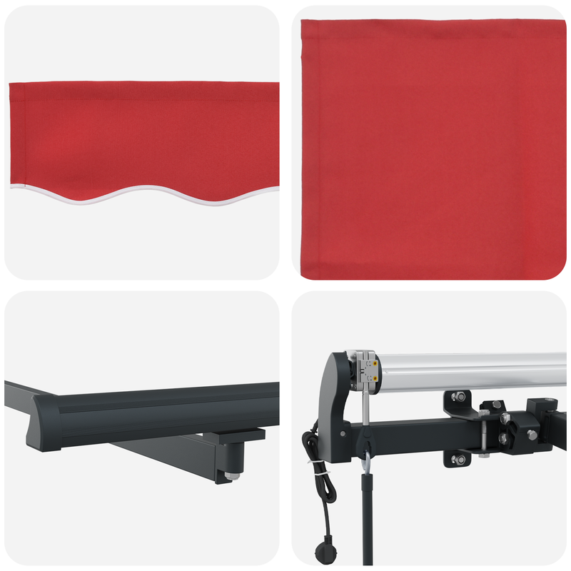 vidaXL Behúzható napellenző Piros 300 x 250 cm szövet