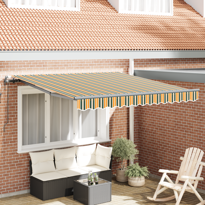 vidaXL Behúzható napellenző Zöld és sárga 300 x 250 cm szövet