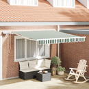 vidaXL Behúzható napellenző Zöld és Fehér 300 x 250 cm