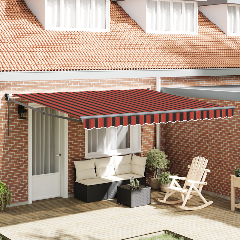 vidaXL Behúzható napellenző 350 x 250 cm narancssárga és barna