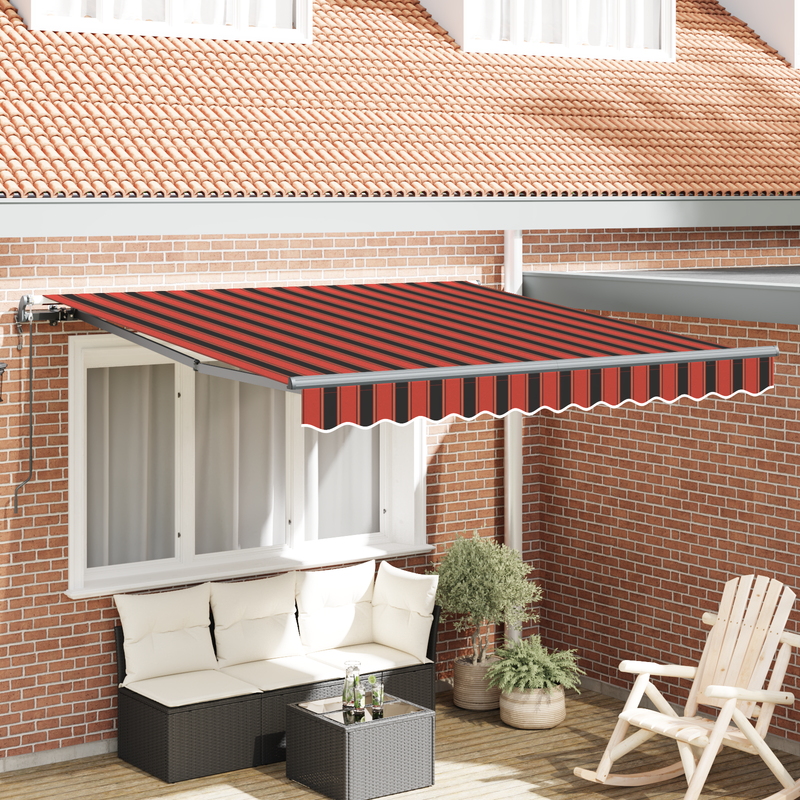 vidaXL Behúzható napellenző Piros és fekete 350 x 250 cm szövet