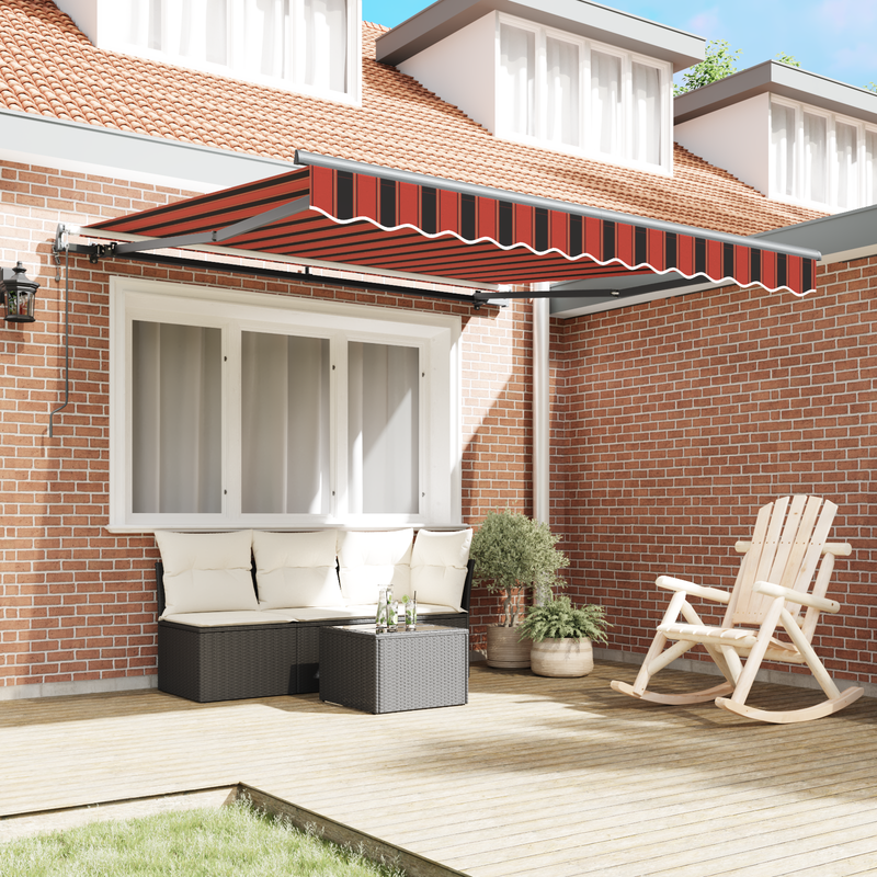 vidaXL Behúzható napellenző Piros és fekete 350 x 250 cm szövet