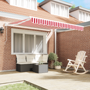 vidaXL Napernyő Piros és Fehér 350 x 250 cm Poliészter és fém