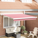 vidaXL Behúzható napellenző Piros és Fehér 350 x 250 x 165 cm