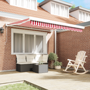 vidaXL Behúzható napellenző Piros és Fehér 350 x 250 x 165 cm