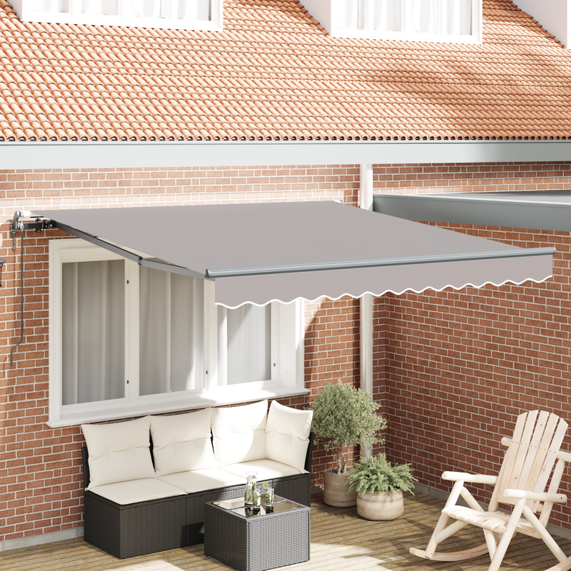 vidaXL Behúzható napellenző Világosszürke 350 x 250 cm szövet