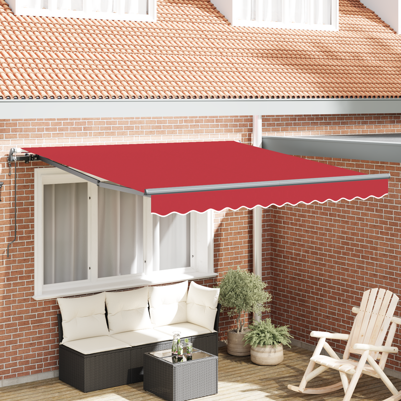 vidaXL Behúzható napellenző Piros 350 x 250 cm szövet