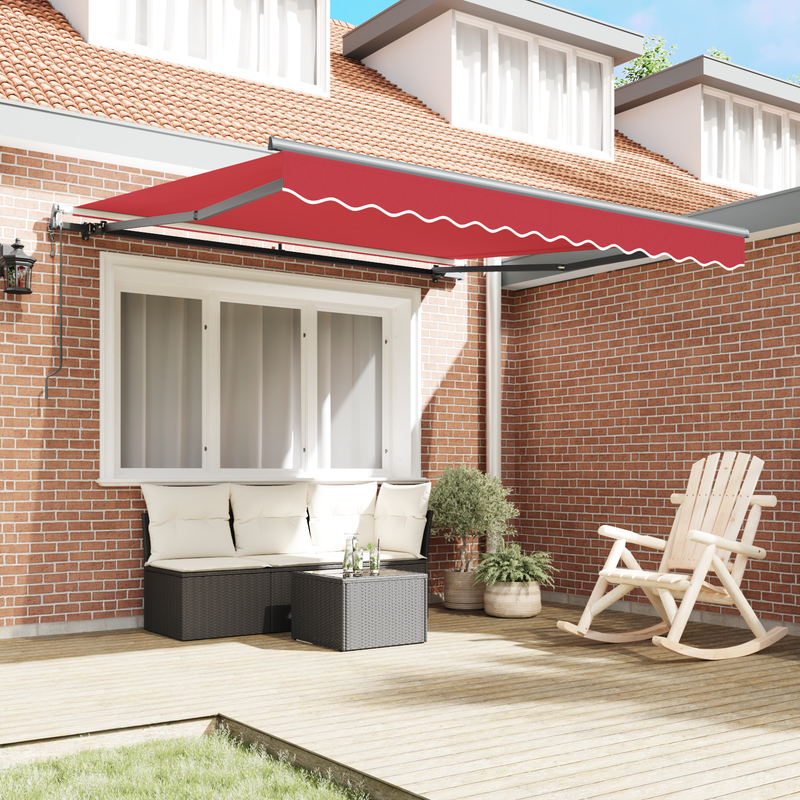 vidaXL Behúzható napellenző Piros 350 x 250 cm szövet