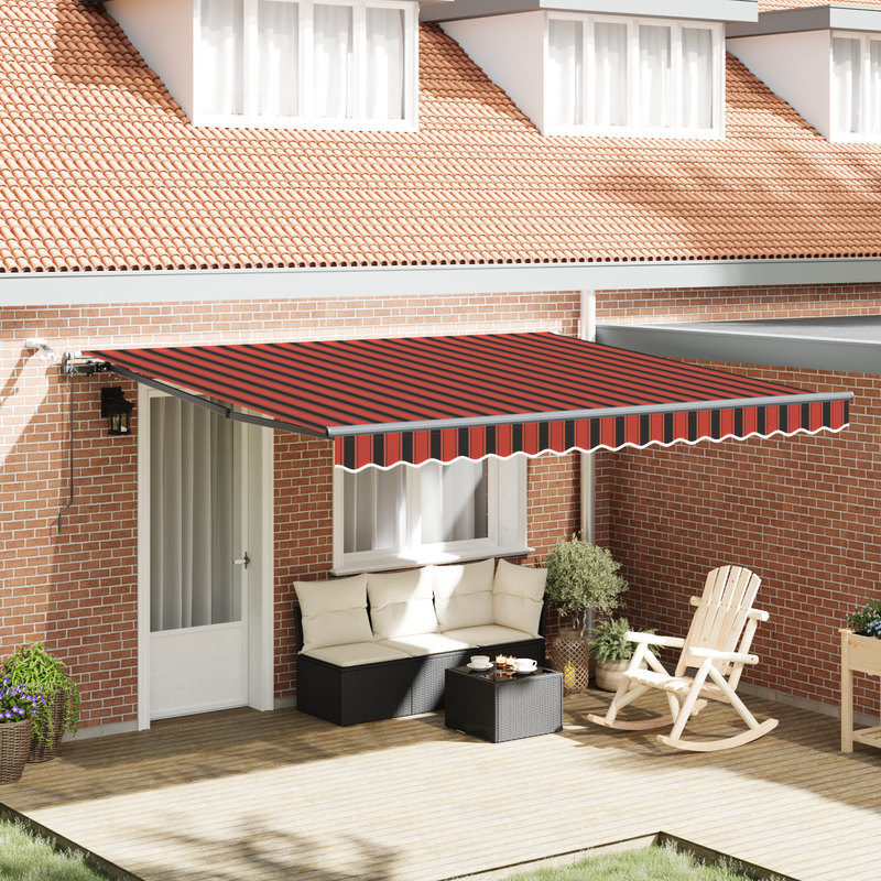 vidaXL Behúzható napellenző narancssárga és barna 400 × 350 cm szövet