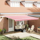 vidaXL Behúzható napellenző Piros és Fehér 450 × 300 cm