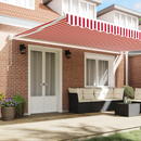 vidaXL Behúzható napellenző Piros és Fehér 500 x 300 x 165 cm