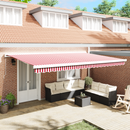 vidaXL Behúzható napellenző Piros és Fehér 500 × 300 cm