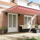 vidaXL Behúzható napellenző Piros és Fehér 500 × 300 cm Szövet és Fém