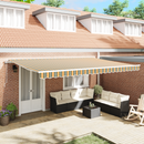 vidaXL Behúzható napellenző Zöld és sárga 500 × 350 cm