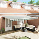 vidaXL Behúzható napellenző Zöld és Fehér 500 × 350 cm