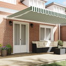 vidaXL Behúzható napellenző Zöld és Fehér 500 × 350 cm