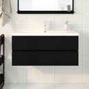 vidaXL Fürdőszobai mosdószekrény Fekete tölgy 100 x 39 x 62 cm Faanyag