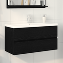 vidaXL Fürdőszobai mosdószekrény Fekete tölgy 90 x 39 x 62 cm Faanyag