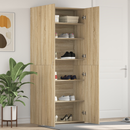 vidaXL Cipőszekrény polcokkal ajtóval Barna 80 x 35.5 x 180 cm Faanyag
