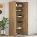 vidaXL Cipőszekrény polcokkal ajtóval Barna 80 x 35.5 x 180 cm Faanyag