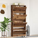 vidaXL Cipőszekrény polcokkal Öreg fa 80 x 21 x 163,5 cm Faanyag