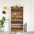 vidaXL Cipőszekrény polcokkal Öreg fa 80 x 21 x 163,5 cm Faanyag