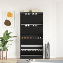 vidaXL Cipőszekrény polcokkal Fekete tölgy 80 x 21 x 163,5 cm Faanyag