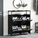 vidaXL Cipőszekrény polcokkal Fekete tölgy 100 x 34 x 112 cm Faanyag