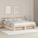 vidaXL Ágykeret fejtámlával fiókkal Barna 200 x 200 cm Tömör fenyőfa
