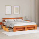 vidaXL Ágykeret fejtámlával Faggyú barna 200 x 200 cm Tömör fenyőfa