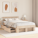 vidaXL Ágykeret fejtámlával fiókkal Barna 135 x 190 cm Tömör fenyőfa