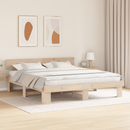 vidaXL Ágykeret fejtámlával Barna 200 x 200 cm Tömör fenyőfa