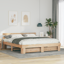 vidaXL Ágykeret fejtámlával Barna 200 x 200 cm Tömör fenyőfa