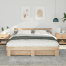 vidaXL Ágykeret fejtámlával Barna 200 x 200 cm Tömör fenyőfa