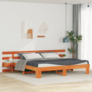 vidaXL Ágykeret fejtámlával Barna 200 x 200 cm Tömör fenyőfa