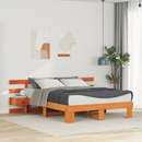 vidaXL Ágykeret fejtámlával Barna 150 x 200 cm Tömör fenyőfa