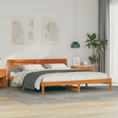 vidaXL Ágykeret fejtámlával Barna 200 x 200 cm Tömör fenyőfa