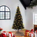 vidaXL Karácsonyfa 300 LED-del állvánnyal Fekete 180 cm PVC