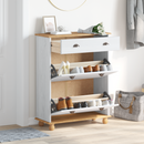 vidaXL Cipőszekrény fiókkal ASKIM Fehér 85 x 35 x 108 cm Tömör fenyőfa