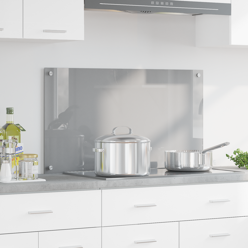 vidaXL Konyhai splashback Világosszürke 90 x 50 x 0.6 cm edzett üveg